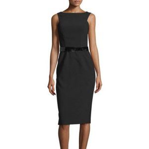 David Meister Women's Size 0 Black Crepe Midi Sheath Dress
